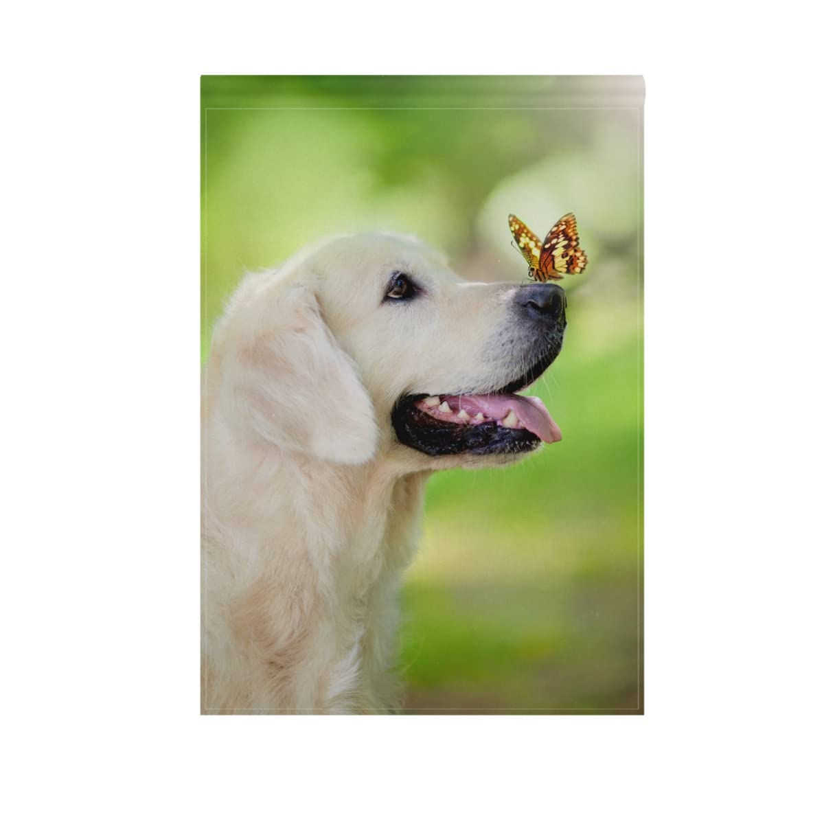 Blue Viper Golden Retriever Dog with Butterfly Garden Flag Banner 12 x 18 Inch Decorative Garden Flag for Outdoor Lawn and Garden Home Décor Double-Sided