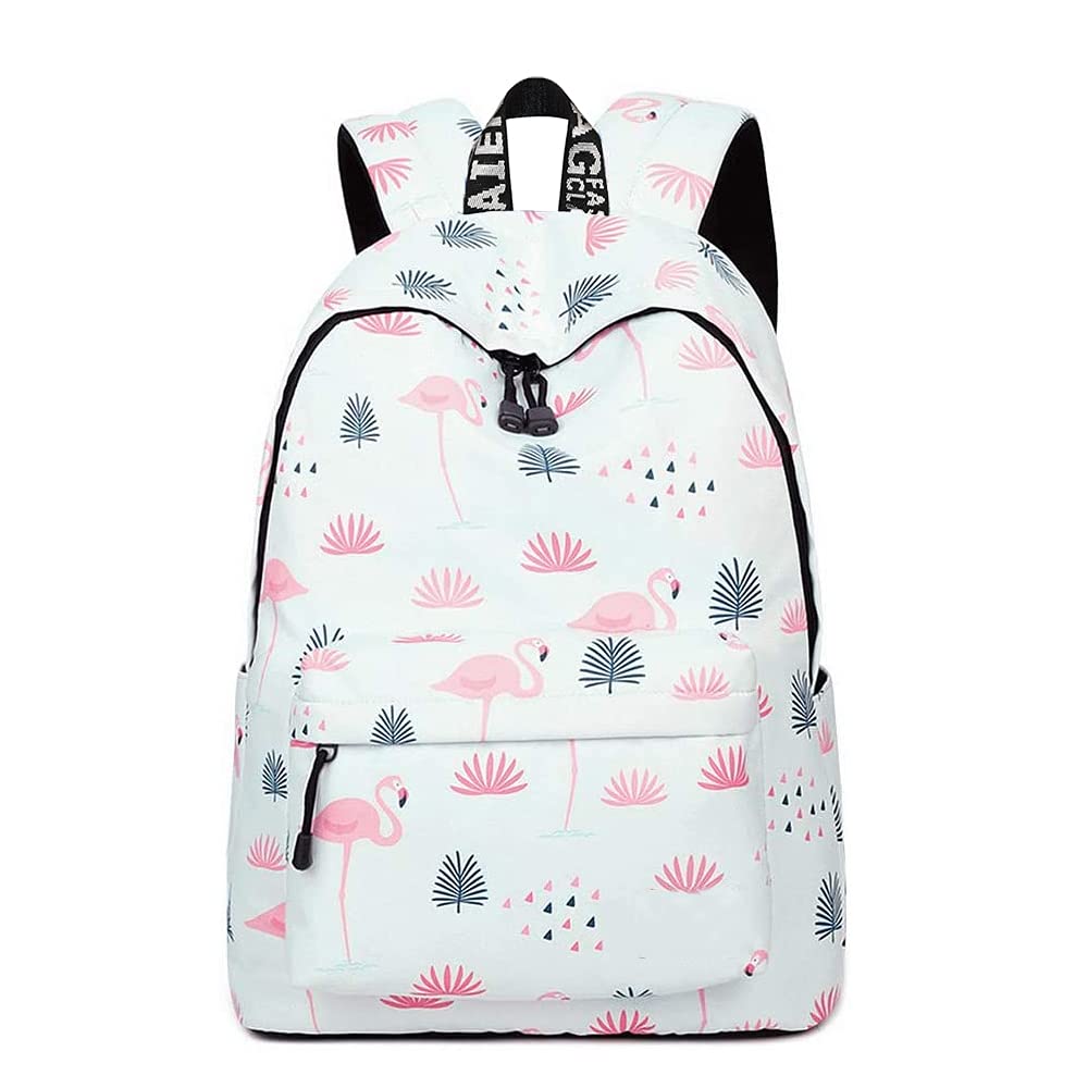 YANAIER Waterproof School Backpack for Girls Teens Cute Print Bookbag Laptop Backpack Women Travel Casual Daypack Flamingos