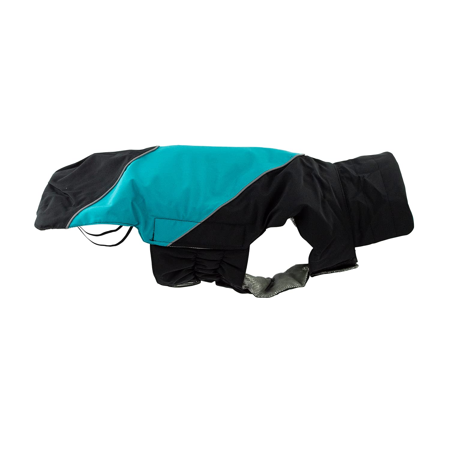 JEGGO Thermal Lining Winter Dog Coat with Thermal Insulating Thermal Lining, Waterproof and Windproof, with Zip Opening on Both Sides (Turquoise-Black, 48 cm)