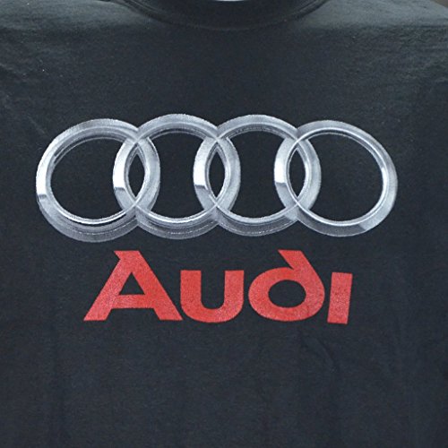 Audi Chrome Photographic Logo on a Black T Shirt XL