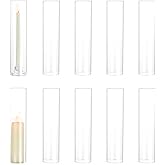 Hewory Hurricane Glass Candle Holders: 10 PCS Clear Open Ended Cylinder Candle Holder Sleeve for Candlestick Holders - Taper Candle Holder Bulk for Wedding Christmas Centerpiece Decor (D 2.5" x H 11")