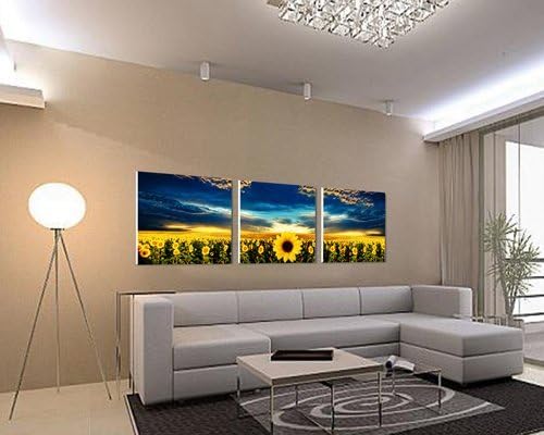 YEHO Art Gallery Painting Espritte Art-Huge Sea of Sunflowers Picture Painting on Canvas Print framed, Modern Home Decorations Wall Art set of 3 Each is 5050cm