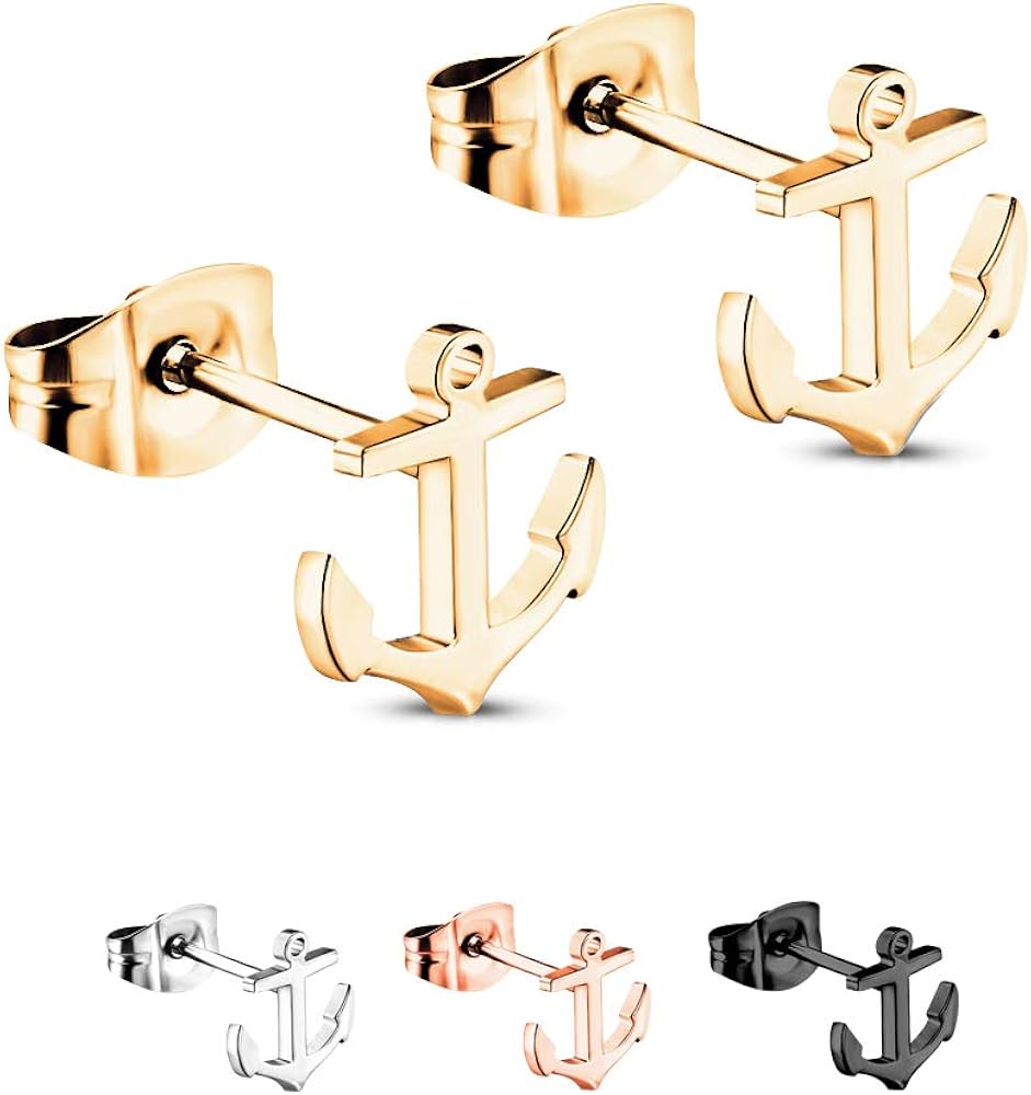 Bungsa Anker Ohrstecker Silber - Edelstahl Ohrringe Für Damen & Herren