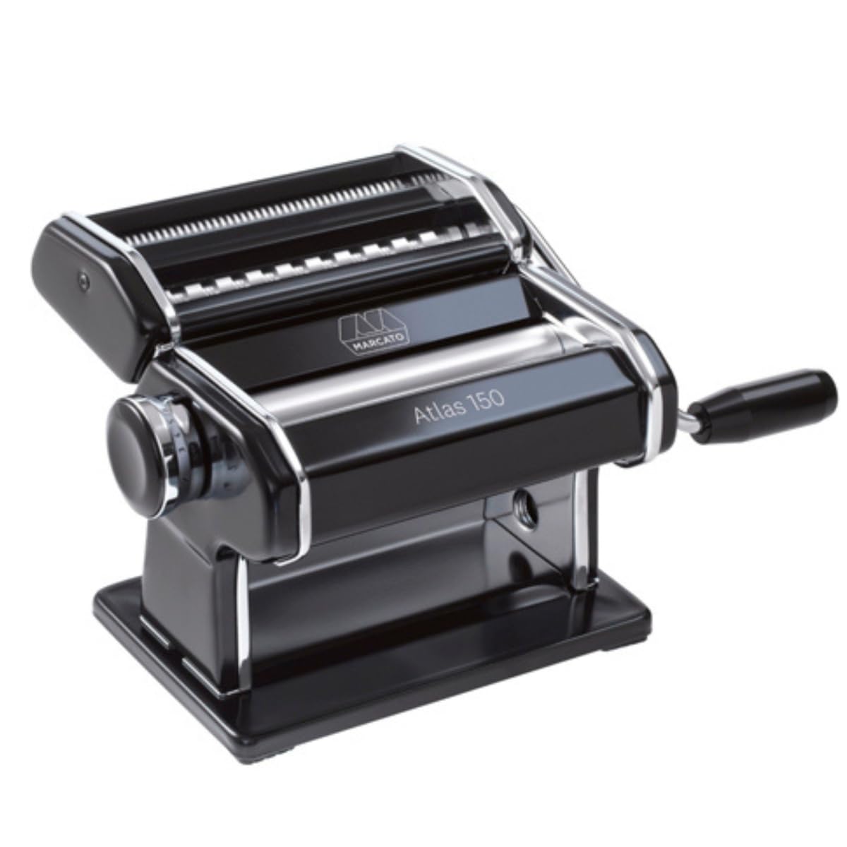 Marcato Pasta Machine, Pasta Maker, Pasta Roller, Anodised Aluminium, for Lasagna, Fettuccine, Tagliolini, Compatible with 11 Extra Attachments, Made in Italy. Model: Atlas 150, Black