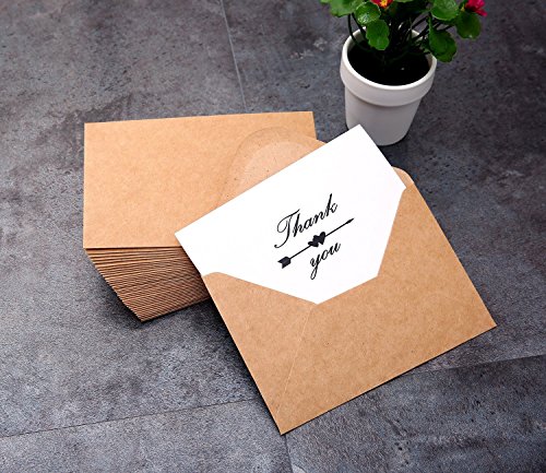 Ohuhu Assorted Thank You Cards, 48 Pack Thank U Greeting Cards Folded Thank You Note Cards of 6 Designs W/ 48 Brown Kraft Paper Envelopes and 48 Pcs Stickers for Wedding, Baby Shower, Graduation - Thumbnail 4