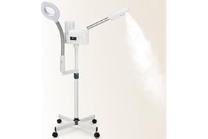 JOSTZHXIN Professional Facial Steamer with 5X Magnifying Lamp, 2 in 1 Facial Steamer Upgrade PTC Heating, Esthetician Steamer Black Face Steamer for Salon Spa Beauty Skin Care (White)