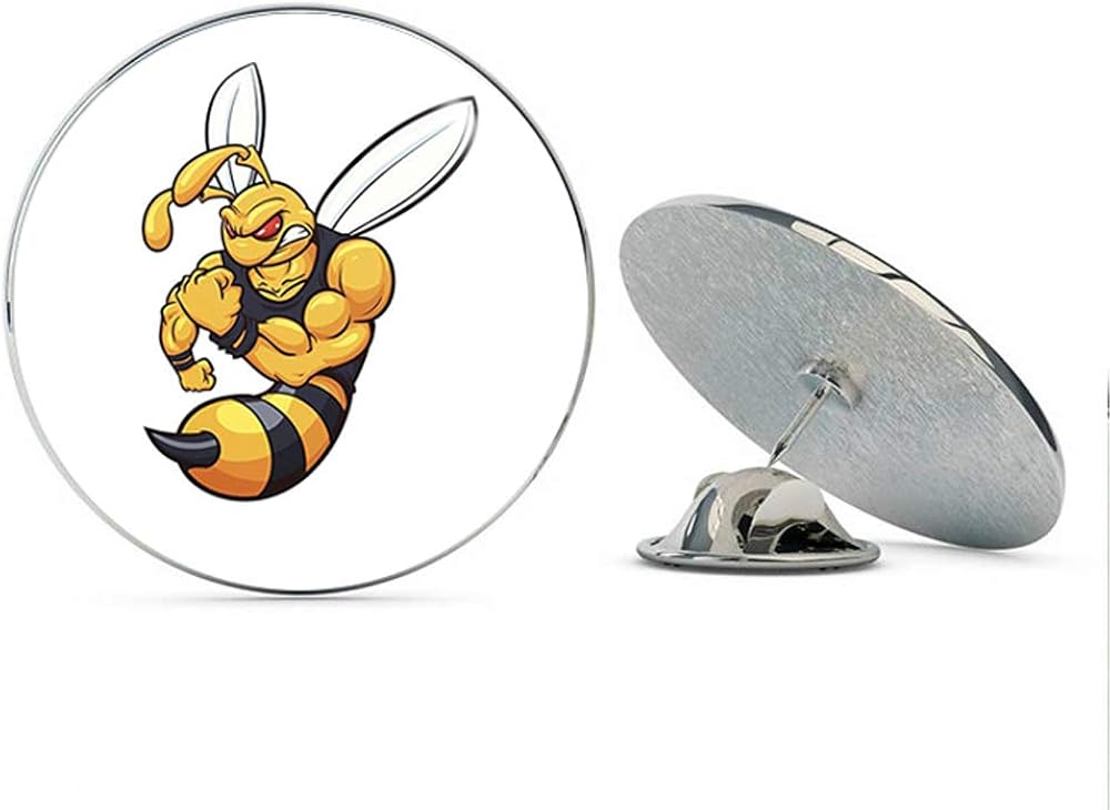 Amazon Com Brk Studio Angry Buff Killer Bee Cartoon Round Metal 0 75 Lapel Pin Hat Shirt Pin Tie Tack Pinback Jewelry