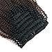 Sassina Ombre Afro Curly Clip in Extensions Double Wefts Human Hair Weave For Black Women 1B Off Black Fading into Light Chocolate Brown 120 Grams 7 Pieces/Set With 17 Clips AC 1BT4# 20 Inch