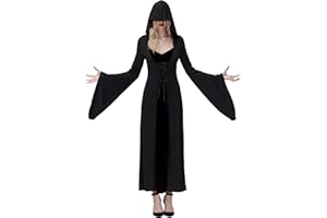 NANAMEEI Halloween Costumes Women Witch Costume Sexy Gothic Dress Medieval Costumes with Hoodies