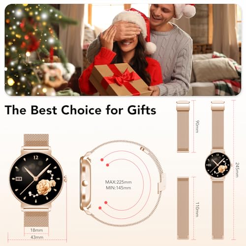 taopodo Smart Watches for Women, 1.27" AMOLED Health Fitness Tracker with Bluetooth Calling (Answer/Make Calls), 120+ Sports Modes, Timer, IP68 Waterproof Watch for Android/iPhone (Rose Gold)