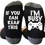 GMSP Novelty Long Ankle Socks Words Printed for Gamer Cotton, IF YOU CAN READ THIS Saying Rib Knit Warm Unisex 7.87