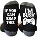 GMSP Novelty Long Ankle Socks Words Printed for Gamer Cotton, IF YOU CAN READ THIS Saying Rib Knit Warm Unisex 7.87"