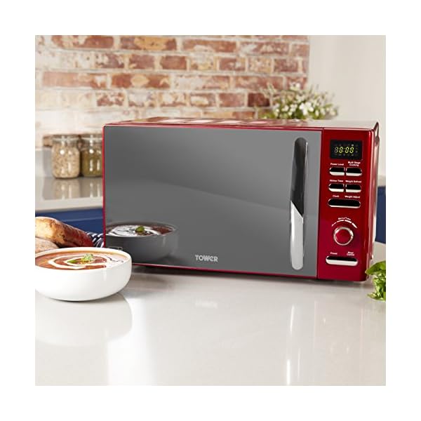 Tower T24019R Infinity Digital Solo Microwave with 6 Power Levels, 8 Auto Cook Options, 60 Minute Timer, Defrost…