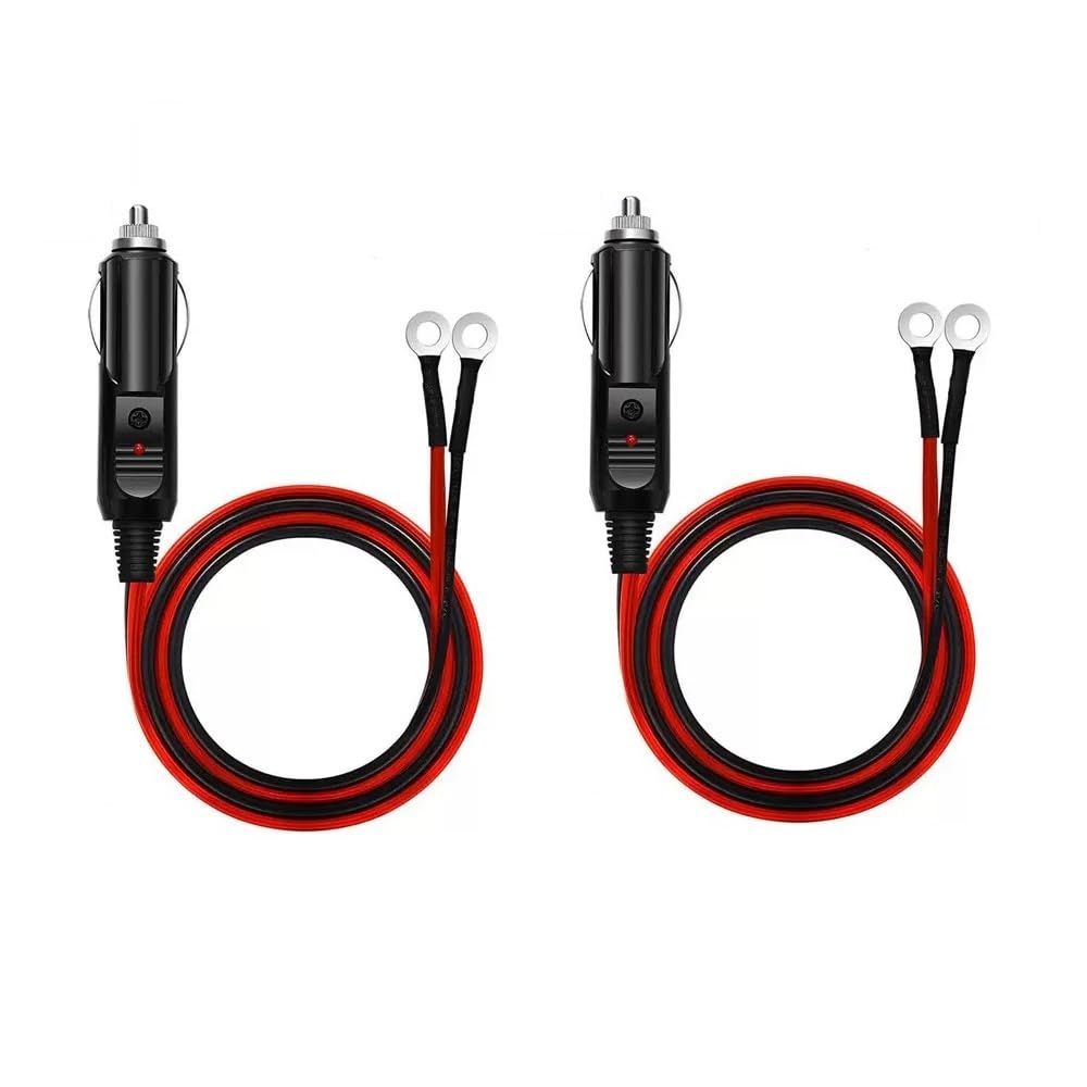 Aofan 2 Pack Car Cigarette Lighter Male Socket to O Ring Terminal Connector with 20A Fuse for Car Inverter,Air Pump,Electric Cup,Car Audio,Car MP3,etc 12V 24V 1.6FT