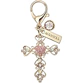 MONNEL MC319 Crystal Big Cross Lobster Clasp Charm for Women with Velvet Bag (Pink,1 Piece)