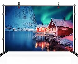 CHNYWORK 12ftx8ft Winter Night Landscape Backdrop