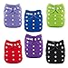 ALVABABY 6 Pack with 12 Inserts Baby Cloth Diapers, One Size Adjustable Washable Reusable Diaper for Baby Girls and Boys 6BMN