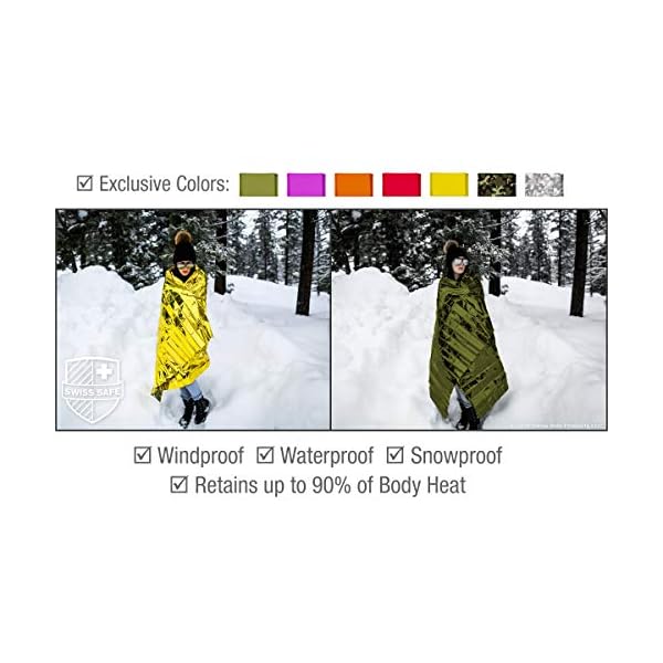 Swiss Safe Emergency Mylar Thermal Blankets (4Pack) Camping Galore