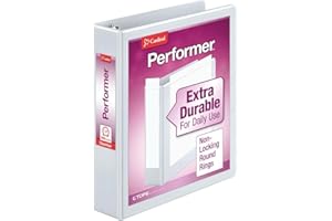 Cardinal Binder Performer with ClearVue Covers, 1.5" Round Rings, 350-Sheet Capacity, White
