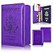 ACdream Passport Holder Cover, Leather Travel Wallet Case, RFID Blocking Document Organizer Protecrtor, with Slots for Credit Cards, Boarding Pass, for Women and Men, Purple