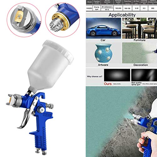 jinjijn Air Blow Gun with Adjustable Air Flow and Extended Nozzle HVLP Auto Paint Car Detail Up Base Coat Gravity Repaiy (blue)