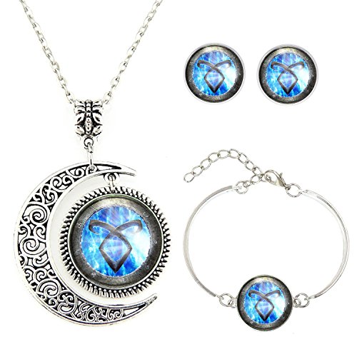 Moon Pendant Shadowhunters Angelic Power Rune Necklace Shadowhunters Jewelry Set Fashion Moon Necklace Gift