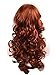 ROLECOS Womens Long Curly Cosplay Wig Dark Orange White