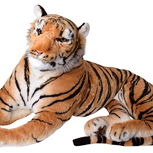 TE-Trend XXL Tiger Großkatze Raubkatze Kuscheltier Dekoration Plüsch 160cm Stofftier liegend braun – Bild 5