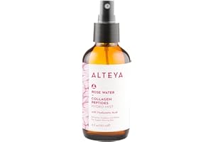 Alteya Organics Rose Water Face Toner with Collagen Peptides and Hyaluronic Acid - 4 Fl Oz/ 120mL