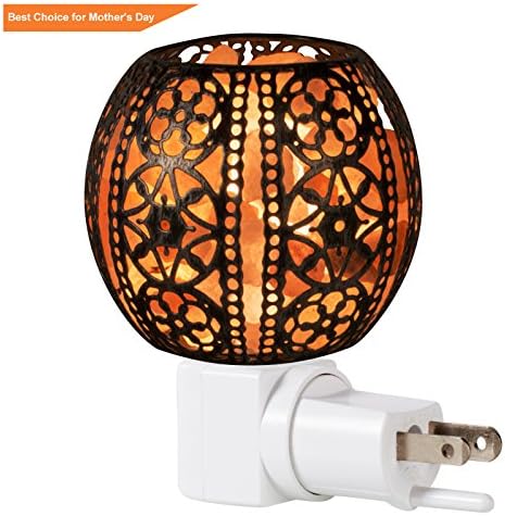 FilFom Himalayan Salt Lamp, Natural Himalayan Salt night light in Lantern Design Crystal Salt wall light with 2 Bulbs and UL Approved Wall Plug for Decoration and Lighting