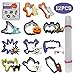 Tifeson 12 Pack Halloween Cookie Cutters Set, 11 PCS Stainless Steel Sandwich Cutter Molds with Comfort Grip, 1PC Rolling Pin for Halloween Party (Include Pumpkin, Witch Hat, Bat, Ghost Mold)