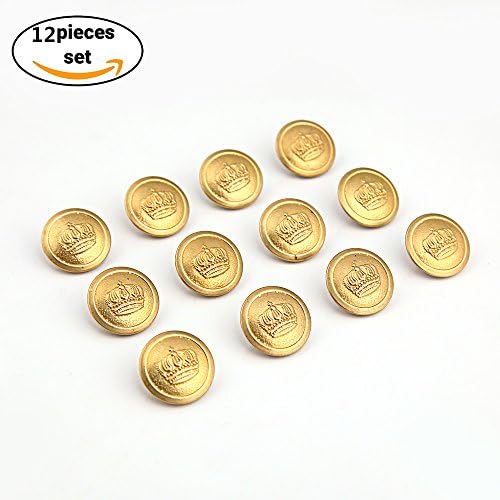 Metal Blazer Golden Buttons Set-12 Pieces Military Buttons For Blazer, Sport Coat, Uniform, Jacket