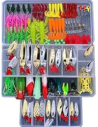Bluenet 201 piezas Set Señuelos de pesca biónicos Juego de trastos Juego de espuelas Minnow Cigüeñal Cebo Spinner Lure Suave garrones Lomo de camarón Duro de metal Lentejuelas Lure con ganchos de pesca afilados