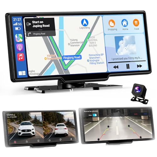 11 Inch for Apple Carplay Display & Android Car Display: Car Play Display with GPS Navigation 4K Dash Cam Reversing Camera Bluetooth Siri Voice Control IPS Touchscreen Mirror Link AUX FM 64G TF