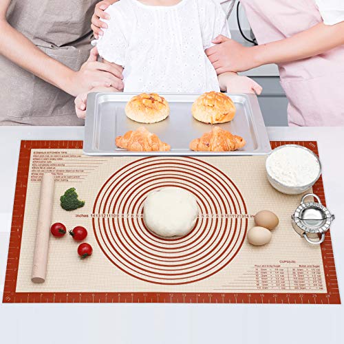 Silicone Pastry Mat With Measurements,Non-stick Silicone Baking Mat for Rolling Dough Non Slip Extra Large Fondant Mat,BPA-Free Counter Mat,Oven Liner for Pie Crust,Pizza and Cookies 16\'\'(W)26\'\'(L)