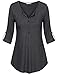 Messic Women's Casual 3/4 Sleeve Shirts Loose Fit V Neck Button Up Tunic Tops (39#Carbon Black, XX-Large)