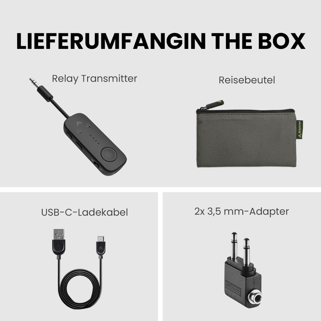 Avantree Relay - Flugzeug Bluetooth Adapter für 2 AirPods oder Kopfhörer 9
