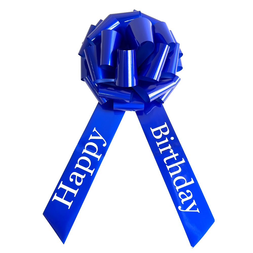Photo 1 of 12 Inch Happy Birthday Big Blue Bow, Big Bow for Present, Party Decorations, Christmas Events Bikes,Table Decorations and Party Events Decoration (Blue, 12 Inch (Pack of 1))