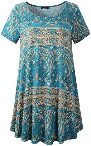 Veranee Women's Plus Size Swing Tunic Top 3/4 Sleeve Floral Flare T-Shirt