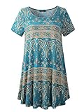 Veranee Women's Plus Size Swing Tunic Top Short Sleeve Floral Flare T-Shirt (XXX-Large, 56-4)