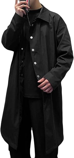 公式 トレンチコートメンズ大きいサイズロング丈かっこいい体型カバー韓風トップスカジュアル アウター