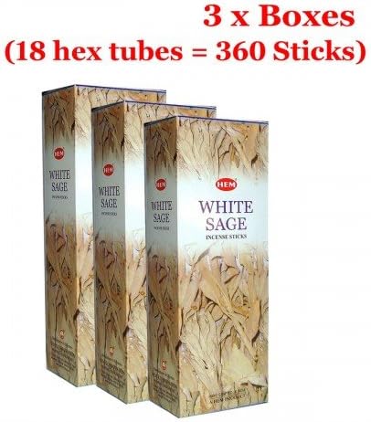 HEM White Sage Bulk 360 Sticks Incense, 3 Boxes - (360 Sticks Bulk per Order)