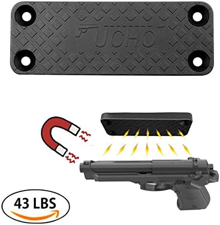 UCHO Magnetic Gun Mount & Holster for Car & Truck - Rubber Coated Gun Magnet Rack with Adhesive, Concealed Magnetic Gun Magazine Holder for Firearm, Handgun, Rifle, Shotgun, Pistol, Revolver.