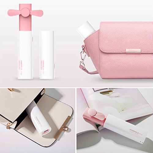 Portable Handheld Personal Fan Rechargeable Battery Operated Fan Quiet Foldable with 2200mAh Power Bank & Led Flashlight, 15-25H Long Working Time for Hot Summer Travel Shopping Outdoor Sports (Pink)