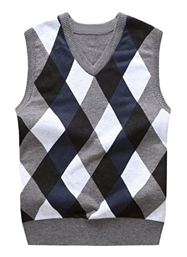 ouxiuli Men's Winter V-Neck Sleeveless Pattern Sweater Pullover Vest Blue XL ouxiuli Men's Winter V-Neck Sleeveless Pattern Sweater Pullover Vest Blue XL