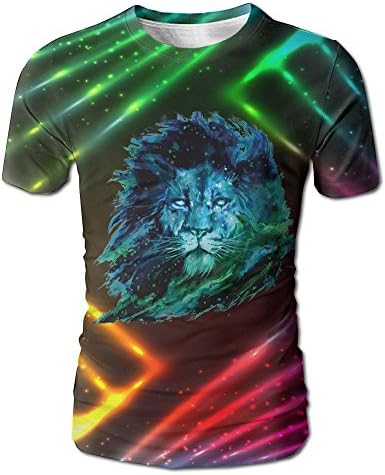 WUXJ0KKIL Men's Lion Print Particular T-Shirts White Size S