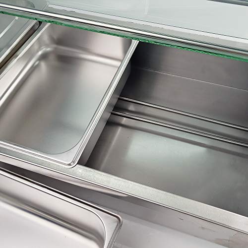 TAIMIKO Bain Marie Food Warmer Buffet Warmer Steam Table Stainless Steel Electric Container Temperature Control W/Glass Top for Catering and Restaurants Commercial Grade 1800W, 1/2 GN 5Pan - Thumbnail 5