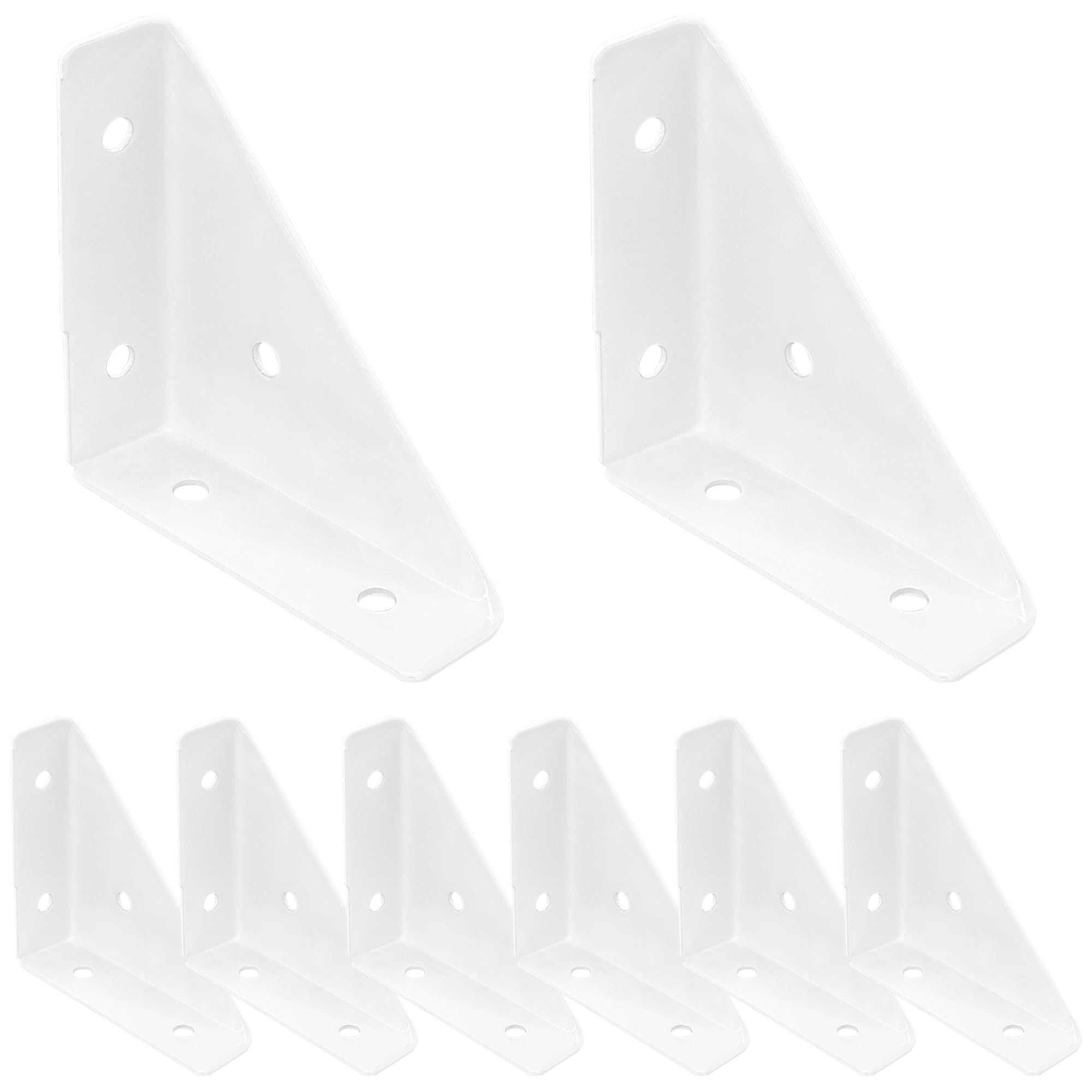 8 PCS Triangle Corner Brackets for Furniture Fastening and Connection (White)