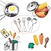 iBaseToy Pretend Play Kitchen Accessories Toys with Stainless Steel Cookware Pots and Pans Set, Cooking Utensils, Apron & Chef Hat, Play Foods for Kids, Girls, Boys and Toddlers