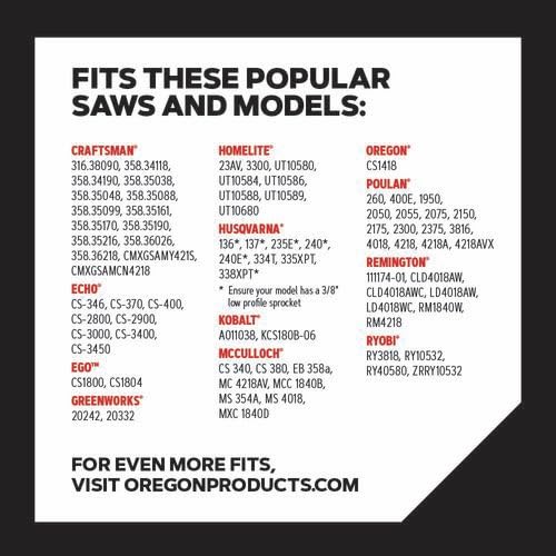 Oregon S62x3 3-Pack AdvanceCut Chainsaw Chains for 18-Inch Bar - 62 Drive Links – Low-Kickback, Fits Husqvarna, Echo, Poulan, Craftsman and more